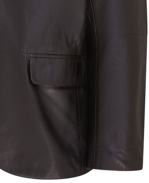 Mens 2 Button Black Leather Blazer Soft Lamb Tailored Leather Coat Italian Leather Jacket