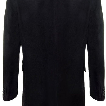 Men's Long Black Wool Slim Fit Overcoat