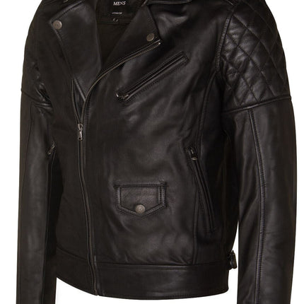Mens Cross Zip Leather Biker Jacket - Gibraltar