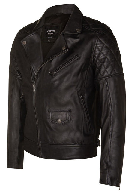 Mens Cross Zip Leather Biker Jacket - Gibraltar