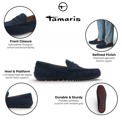 Tamaris Mens Brown Suede Moccasin Loafers Casual Shoes