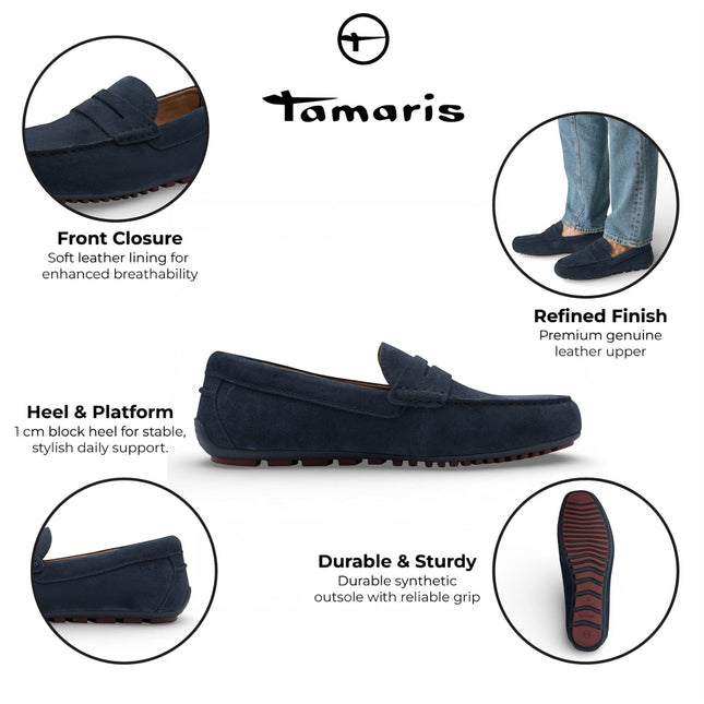 Tamaris Mens Brown Suede Moccasin Loafers Casual Shoes