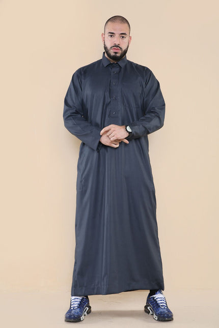 Mens Grey Thobe Jubba Saudi Ramadan Eid Islamic Kaftan Kaudara Arabic Jubbah