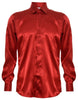 Mens Red Satin Silk Shirt Smart Casual Button Down Cuff Tailored Fit