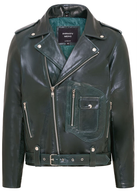 Mens Retro Brando Quilted Leather Biker Jacket Vintage Motorcycle Style