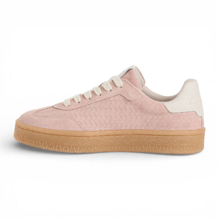 Tamaris Women's Pink Leather White Stripes Trainers Sneaker Shoes