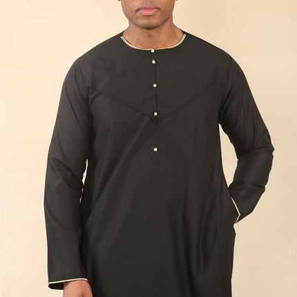 Men's Omani Eid Black Thobe  Saudi Emirati Jubba Robe