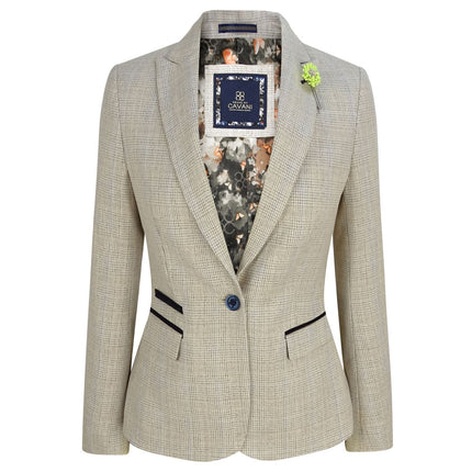 Women's Tweed Herringbone Cream Jacket Peaky Blinders