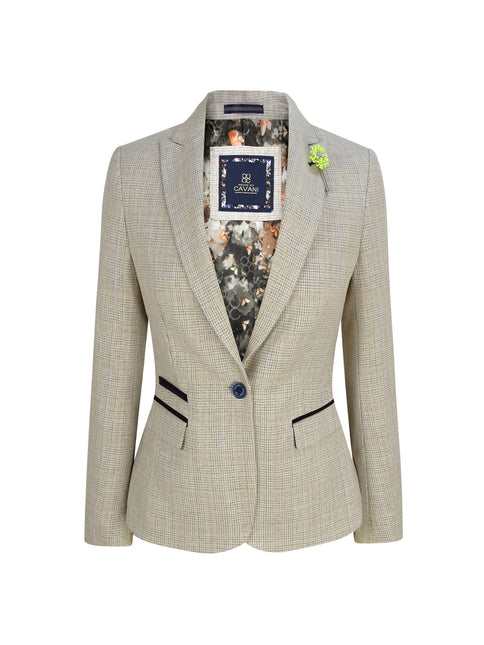 Women's Tweed Herringbone Cream Jacket Peaky Blinders