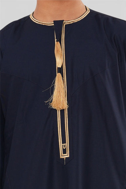 Kids Boys Ramadan Navy Blue Moroccan Thobe Robe Emirati Eid Jubba- TT-003