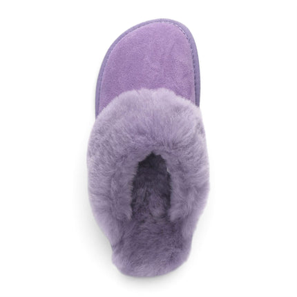 Women's Genuine Sheepskin Purple Suede Mule Winter Slippers - Luna