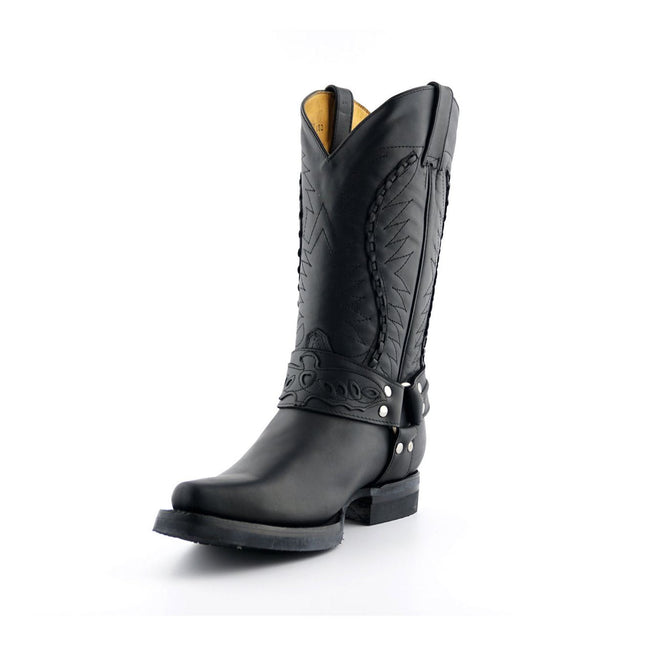 Grinders Mens Black Leather Cowboy Boot - Galveston