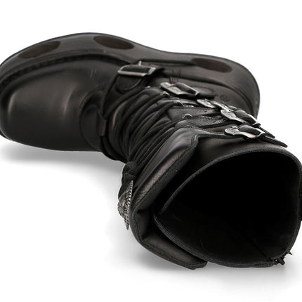 New Rock M-272-S2 Neptuno Metallic Knee High Black Leather Gothic Boots