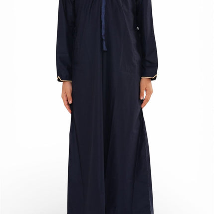 Kids Boys Ramadan Navy Blue Moroccan Jubba Robe Djellaba Eid Thobe - K-TT-006