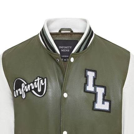 Mens Baseball Leather Letterman Bomber Jacket - Ashwood