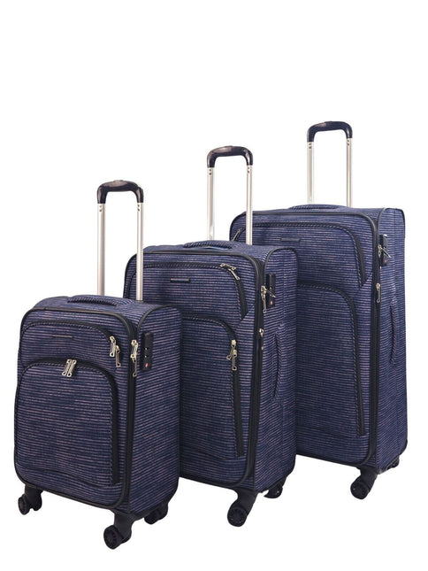 Lightweight Print Suitcases 8 Wheel Luggage Travel Soft Bags Set