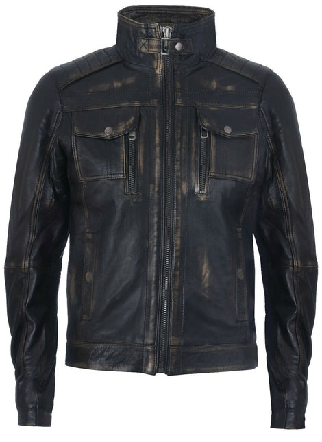 Men's Vintage Leather Biker Jacket-Cape Town