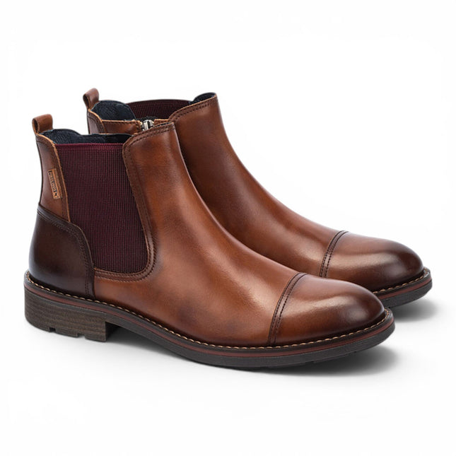Pikolinos Men's Brown Leather Zip Chelsea Ankle Boots - York