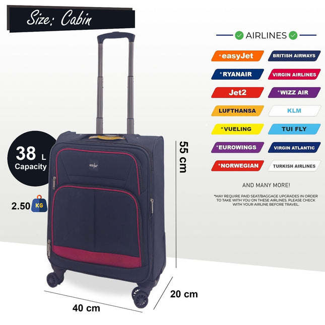 Soft Shell Suitcase Luggage Set Travel Light Carry On Cabin Bag