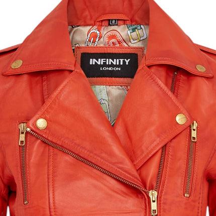Womens Leather Brando Biker Jacket-Orlando