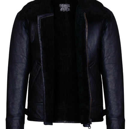 Mens B3 WW2 Leather Sheepskin Aviator Flying Jacket-Charleston