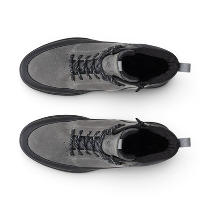 Ecco Men's Waterproof Black Grey Leather Outdoor Walking Boots - Byway 2.0