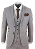 Mens 3 Piece Cream Tweed Check Vintage Retro Suit