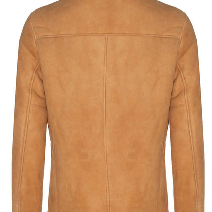 Mens Classic Sheepskin Car Coat-Auburn