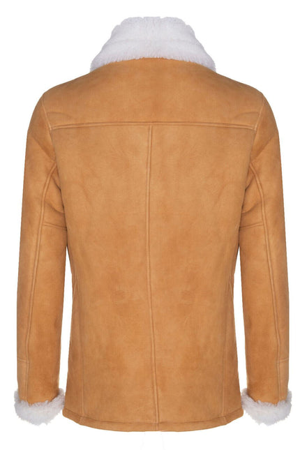 Mens Classic Sheepskin Car Coat-Auburn