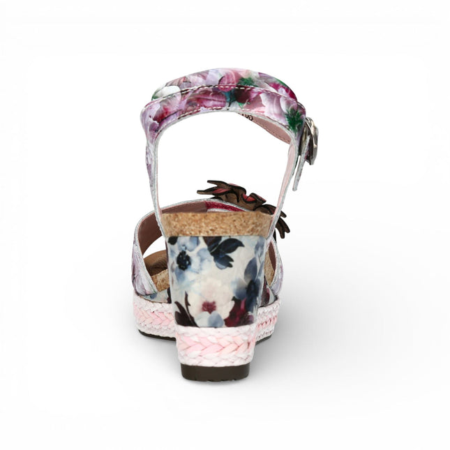 Laura Vita Women's Facyo 75 Lilac Purple Floral Leather Wedge Espadrille Sandals