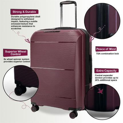 Expandable Strong ABS Hardshell Cabin Suitcase 55 x 39 x 24 cm Luggage Suitable for Easyjet, Ryanair