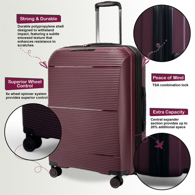 Expandable Strong ABS Hardshell Cabin Suitcase 55 x 39 x 24 cm Luggage Suitable for Easyjet, Ryanair