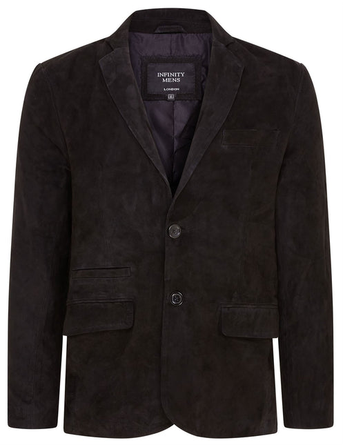 Mens Suede Blazer Jacket Soft Real Italian Leather Fitted Vintage Coat