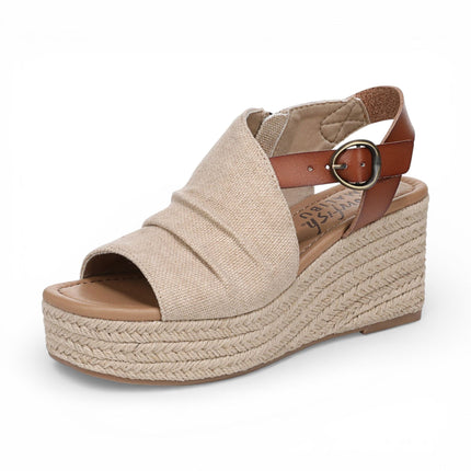 Blowfish Malibu Womens Brown Beige Wedge Slingbacks Heel Sandals - Amira