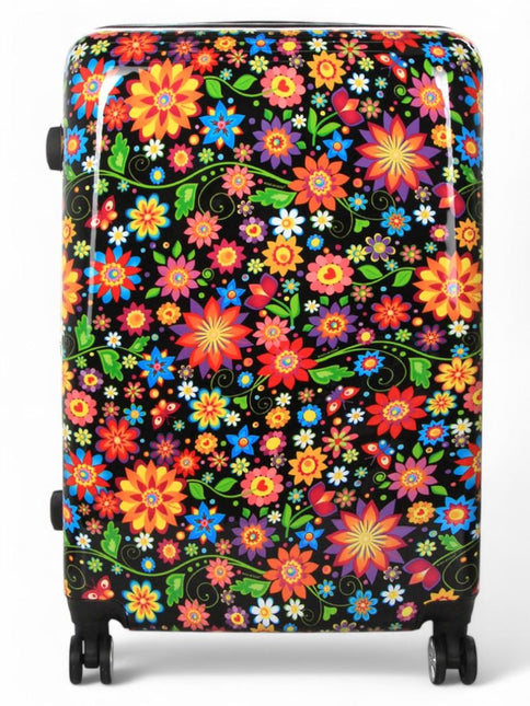 Strong Expandable Hard Shell Dual 4 Wheel Suitcase Set Print Luggage Cabin Travel Bag