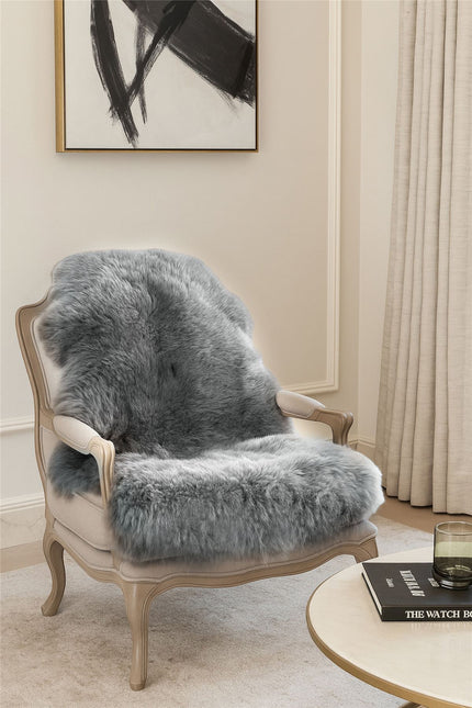 Genuine Grey Sheepskin Natural Silky Soft Fluffy Real Wool Rug