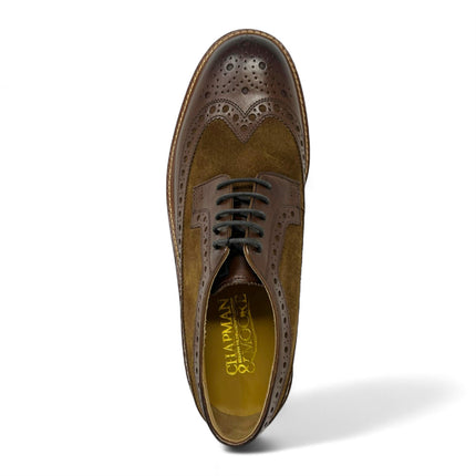 Chapman & Moore Men's Mahogany Leather Brown Suede Brogues Oxford Formal Shoes