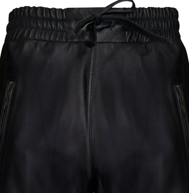 Mens  Leather Jogging Bottoms-Boston