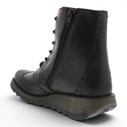 Fly London Women’s Black Leather Lace-Up Ankle Boots- SARL069