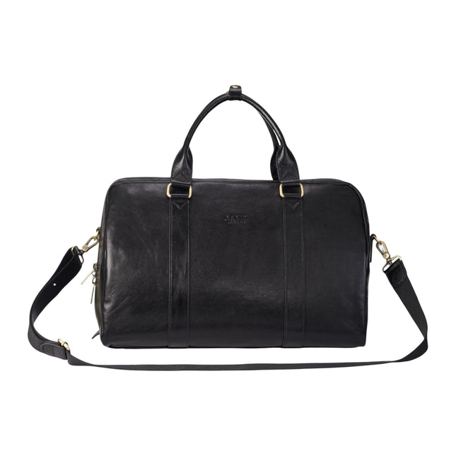 Vintage Genuine Leather Black Holdall Duffle Gym Travel Bag - Atlas
