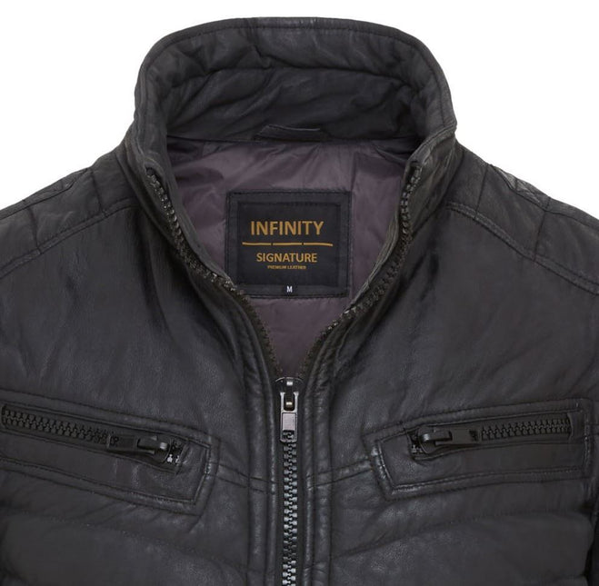 Men's Puffer Leather Biker Quilted Vintage Bomber Jacket