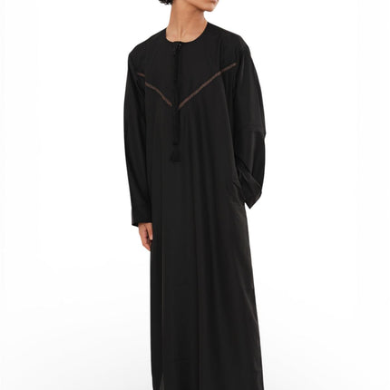 Kids Boys Eid Black Moroccan Thobe Robe Djellaba Ramadan Eid Jubba- K-HM10