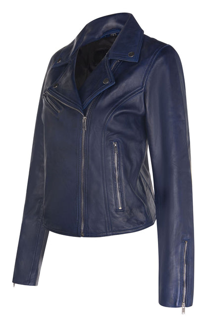 Womens Leather Classic Biker Brando Jacket-Baku