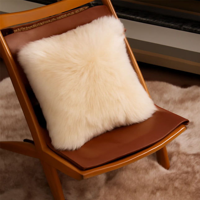 Genuine Sheepskin Beige  40x40cm Real Wool Single Sided Cushion