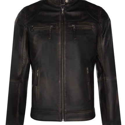 Mens Moto Leather Biker Jacket-Taiwan