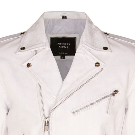 Mens Fringe Hide Leather Biker Jacket- Tokyo