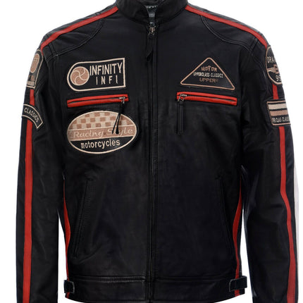Mens Racing Leather Biker Jacket-Portland