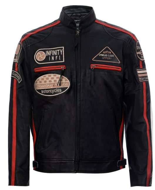 Mens Racing Leather Biker Jacket-Portland