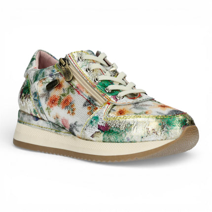 Laura Vita Women's Gycmo 58 Green Floral Leather Trainers Sneaker Shoes