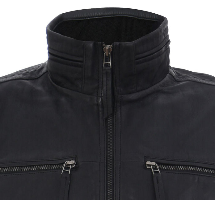 Mens Classic Leather Biker Jacket-Caracas